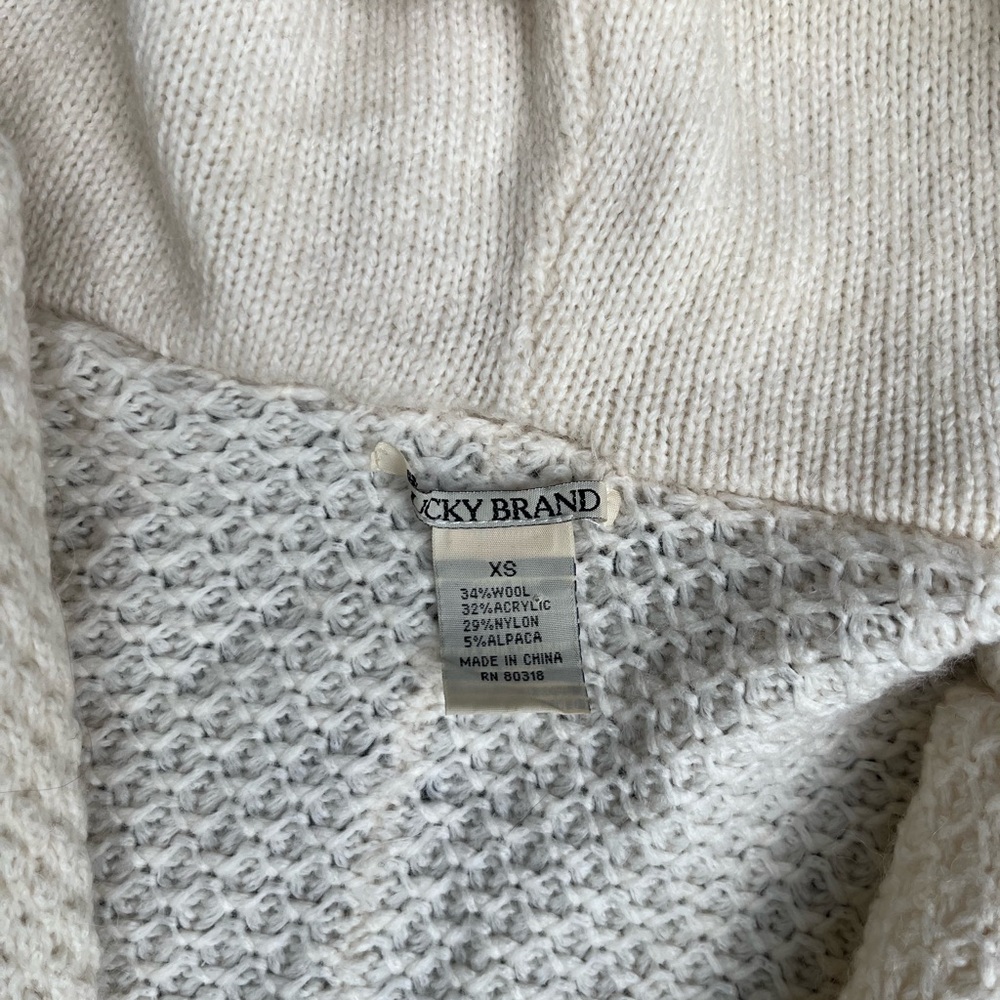 Lucky Brand Wool Blend Duster with Hood Cream color XS - Picture 4 of 6